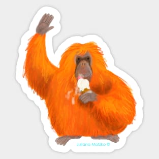 Orangutan eating an ice cream Sticker